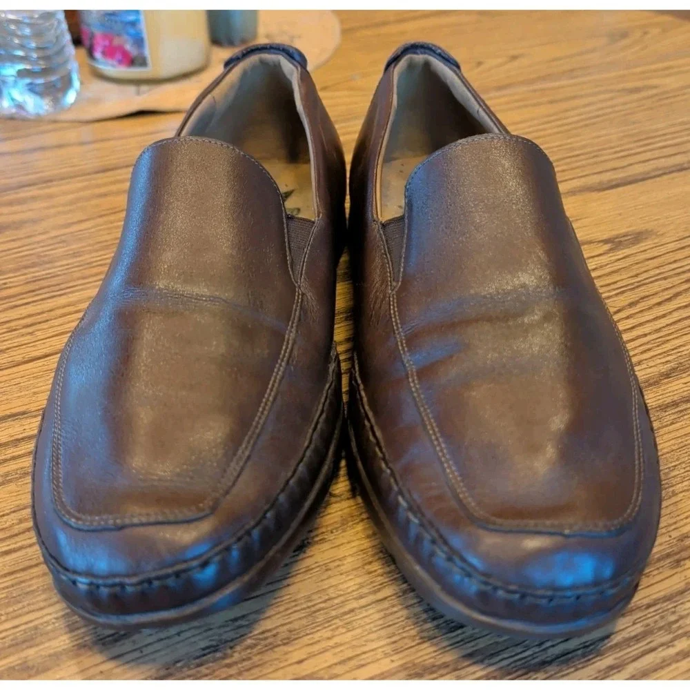 Mephisto Mens 10.5 Brown Leather Cool Air Comfort Shoes Loafers Slip On